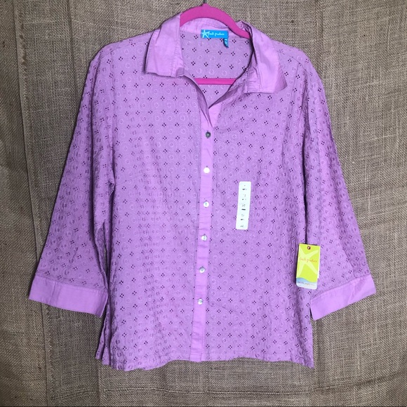 fresh produce Other - Fresh Produce SZ M Pajama Top Purple Eyelet Shirt